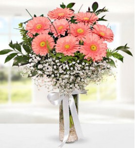 malatya cam vazoda renkli gerbera