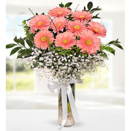 malatya cam vazoda renkli gerbera